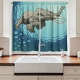 thumbnail image 2 of Ambesonne Animal Kitchen Curtains, in Tropic Ocean, 55"x39", Slate Blue Turquoise, 2 of 3