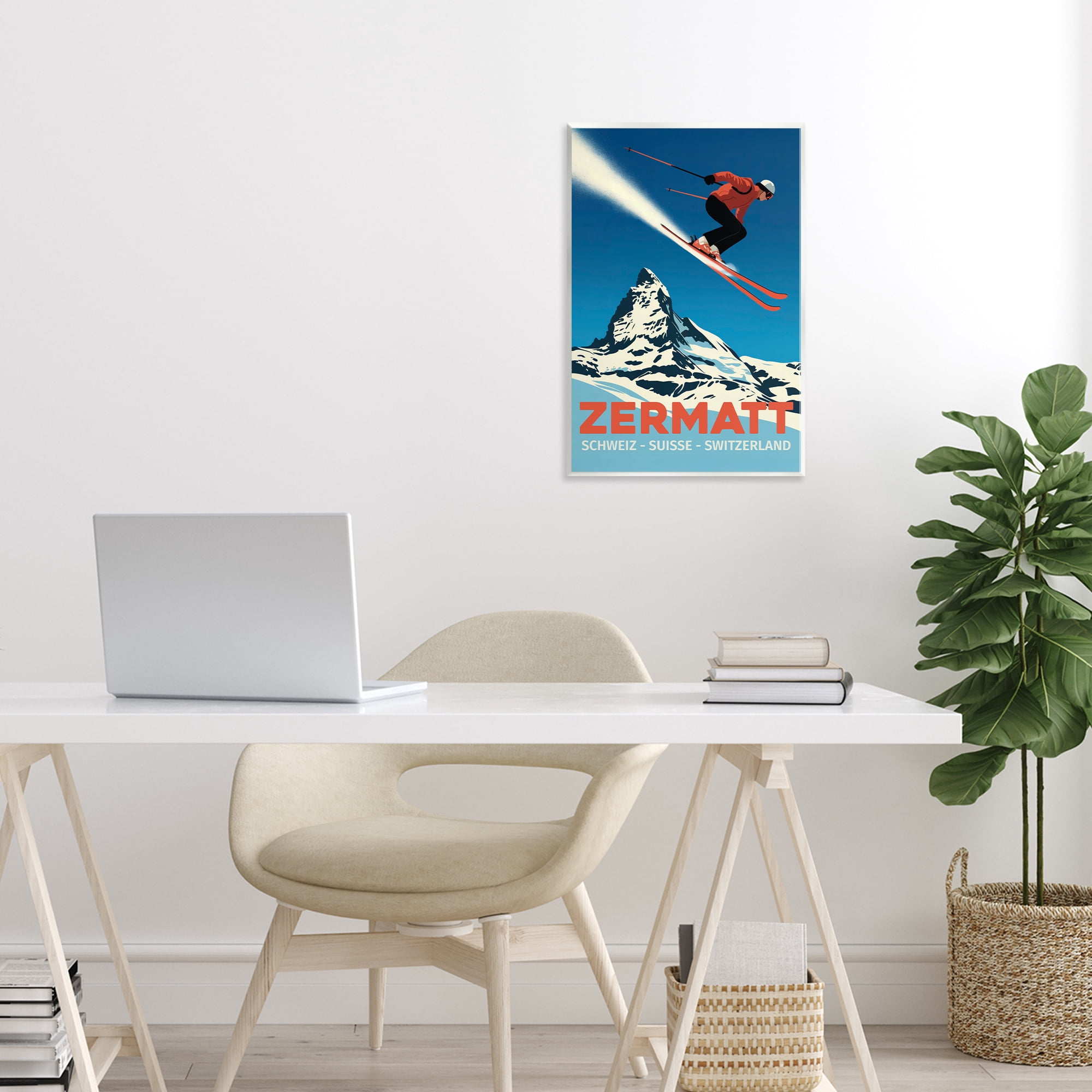 Stupell Industries Zermatt Ski Poster Wall Plaque Art, design by Andreas Magnusson