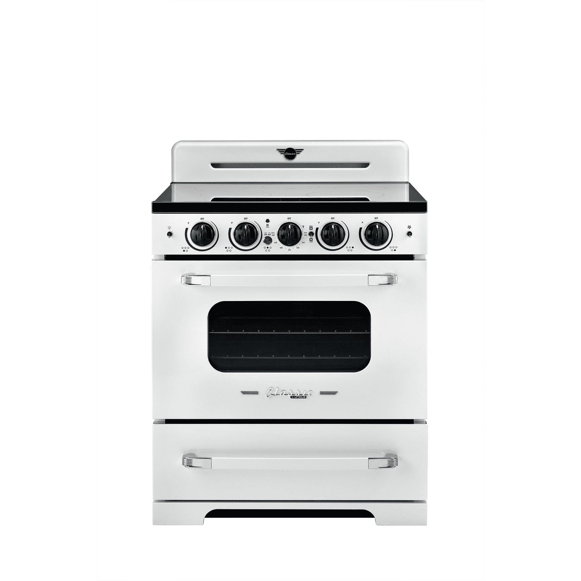 Unique Appliances Classic Retro 30" 3.9 cu ft Induction Range, Marshmallow White