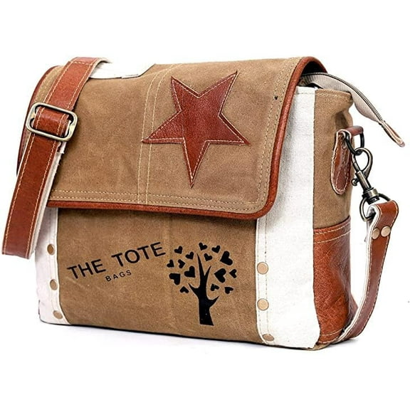 CLA Leather Star Shoulder Bag, Canvas Crossbody Bag