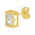 thumbnail image 2 of 14k Yellow Gold, Rectangle Bezel 5mm Push Back Stud Earring Created CZ Crystals, 2 of 3