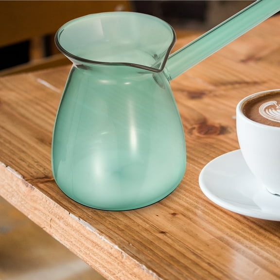 LEXSOMEO Glass Milk Jug Coffee Pot Milk Warmer with Side Handle Convenient Glass Water Boiling Pot