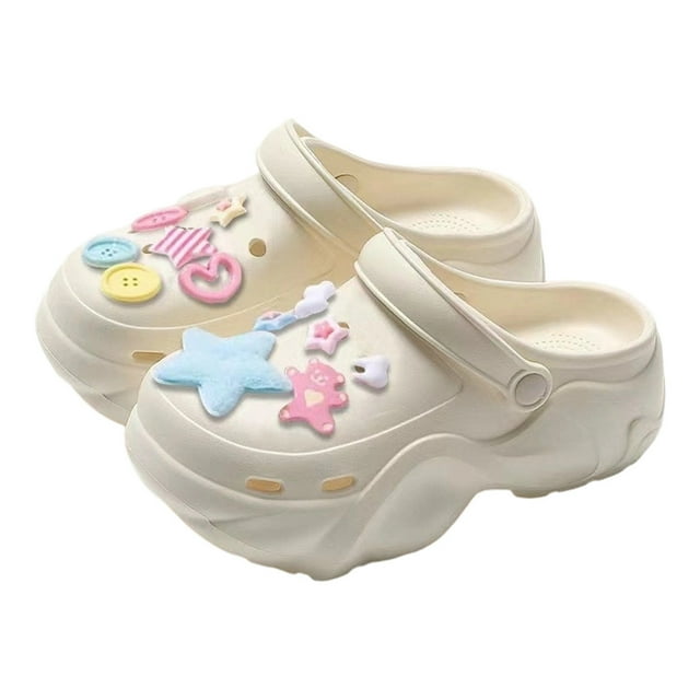 MIASHUI Womens Garden Clogs Comfortable Outdoor Walking Water Shoes Platform Sandals,White,10