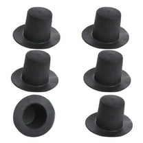 6pc Flocked Black Felt Doll Top Hats - for Dolls and Crafts - Factory Direct Craft