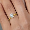 thumbnail image 4 of Gem Stone King 10K Yellow Gold White Moissanite and White Diamond Engagement Ring for Women (1.88 Cttw, Emerald Cut 8X6MM, Gemstone Birthstone, Available in Size 5, 6, 7, 8, 9), 4 of 6