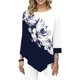 thumbnail image 5 of Moda Mujer Blusa estampada floral Tallas grandes 3/4 Mangas Irregular Dobladillo O Cuello Primavera Tomshoo 3XL, 5 of 5
