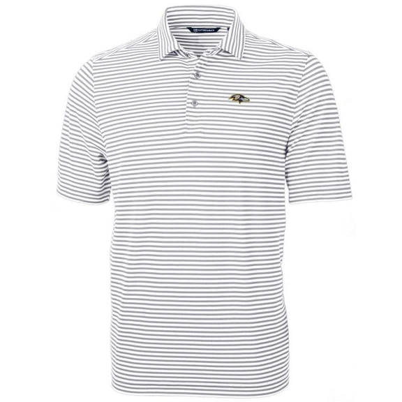 Men's Cutter & Buck White Baltimore Ravens Big & Tall Virtue Eco Pique Stripe Recycled Polo