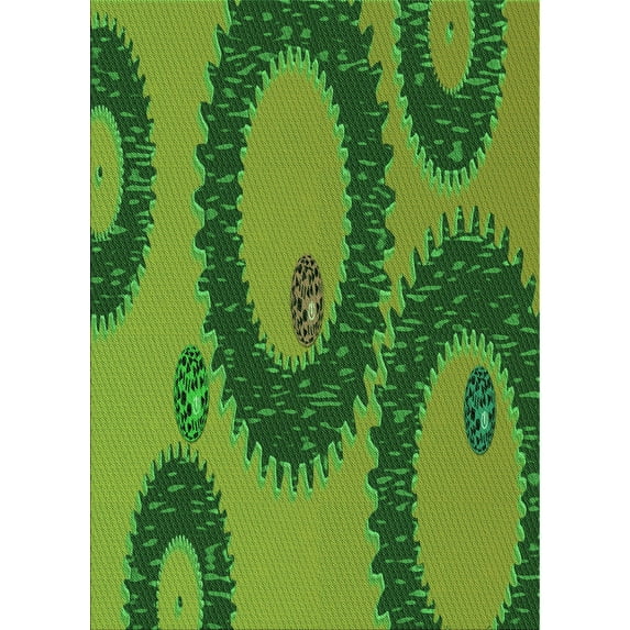 Ahgly Company Machine Washable Indoor Rectangle Transitional Pea Green Area Rugs, 2' x 4'