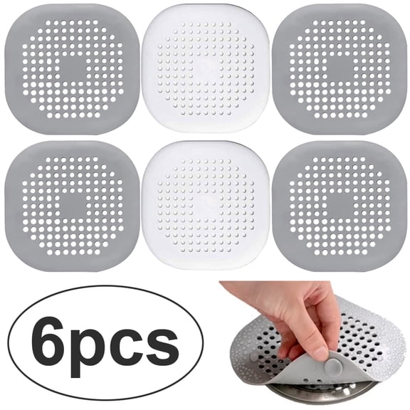 6 Pack Silicone Hair Catcher Drain Covers with Suction Cups for Shower and Bathtub