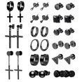 thumbnail image 1 of Simple and personalized stainless steel earrings. Black earrings set., 1 of 5