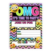 Emoji Rainbow Invitation - 10 Invitations + 10 envelopes - Tween Teen Birthday Graduation Party