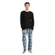 thumbnail image 3 of GLOBAL Conjunto de Pijama de Franela y Playera de Manga Larga para Hombre 100% Algodón Cuadros Azules y Blancos M, 3 of 6