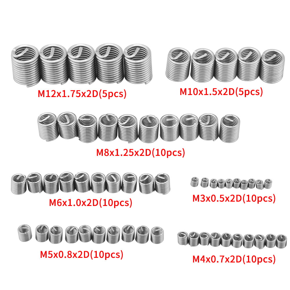 60pcs Stainless Steel Thread Repair Kit M3 M4 M5 M6 M8 M10 M12 Thread Repair Kit 