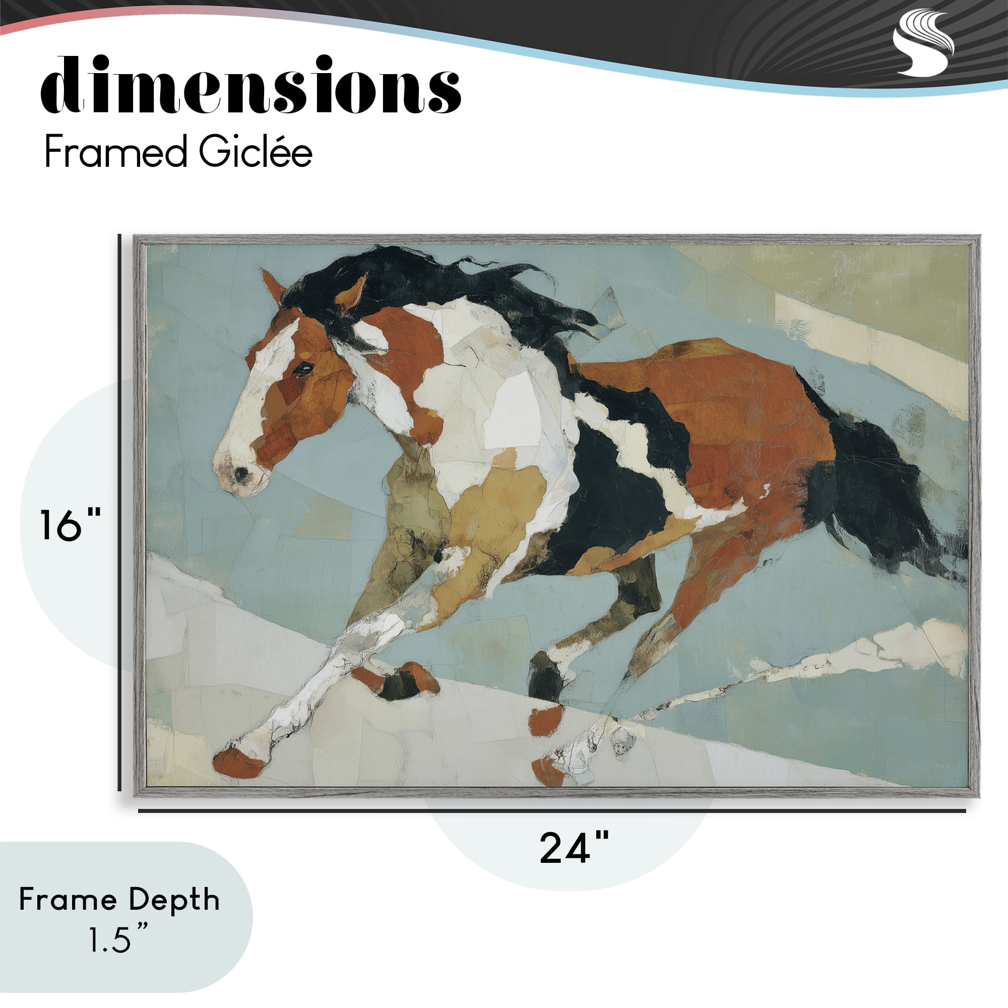Stupell Industries Paint Horse in Motion Gray Framed Giclee Art, design by Chromatic Storm Studio