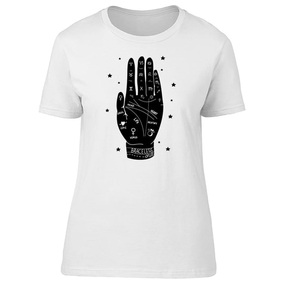 Hand Drawn Magical Palmistry Tee Women's -Image by Shutterstock