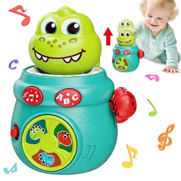 Baby Activity Interactive Toy, Sensory Toy for 6-12 Months Boys Girls, Musical Dinosaur Toy, Learning Toy for 1 Year Old