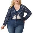 thumbnail image 2 of DARING DIVA Women's Plus Sheer Lace Shrug Bolero Crop Cardigans 3X Navy Blue, 2 of 6