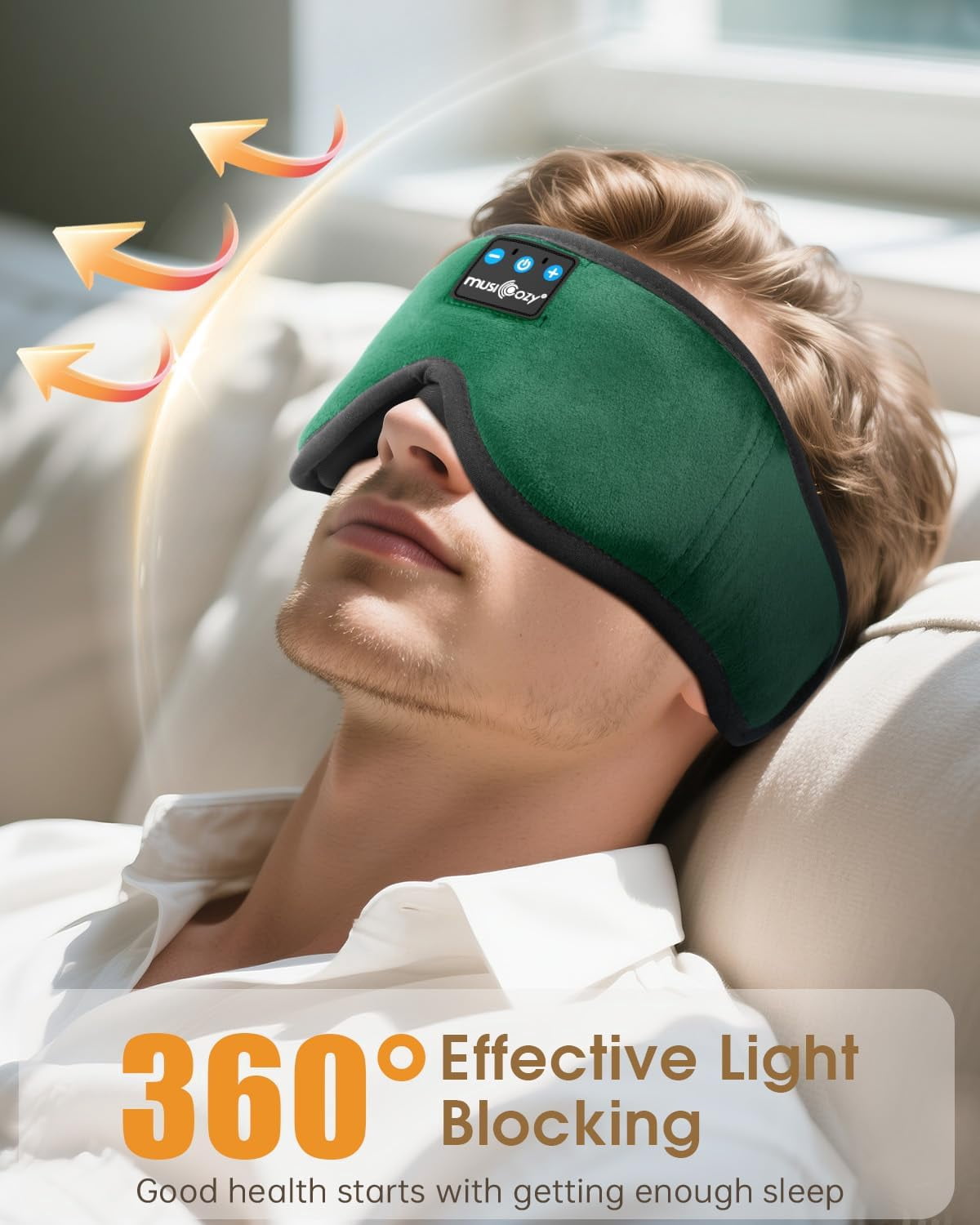 MUSICOZY 3D Bluetooth Sleep Mask Headphones, 100% Blockout Sleep Headphones with Bluetooth 5.4, 16H Play, Soft Eye Mask with Headphone for Sleeping,Travel,Nap & Side Sleepers, Gift for Men/Women