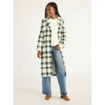 Free Assembly Women’s and Women's Plus Plaid Wool Blend Long Coat