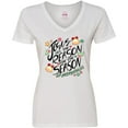 thumbnail image 3 of Inktastic Jesus is the Reason for the Season Christmas Bells and Stars Women's V-Neck T-Shirt, 3 of 5