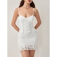 thumbnail image 5 of Cenuakty Women's Summer Slip Dress Lace Floral Sleeveless Low Cut Layered Hemline Slim Mini Corset Dress, 5 of 9