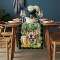 thumbnail image 2 of St Patricks Day Table Runner - 72 Inch Long, Kitchen Dining Table Runner Dresser Scarves, Watercolor Dogs Green Shamrock Wood Grain Farmhouse Decor for Coffee Tables Wedding Party Banquet, 2 of 8