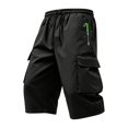 thumbnail image 4 of Venzia Men Drawstring Elastic Waist Cargo Capri Shorts Zipper Pocket Sport Shorts, 4 of 5