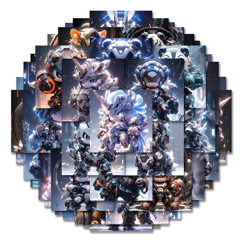 Cool Hundred Beasts Mecha Light Stickers - High-Quality Cute Mythical Creature Waterproof Decals for Kids' Toys