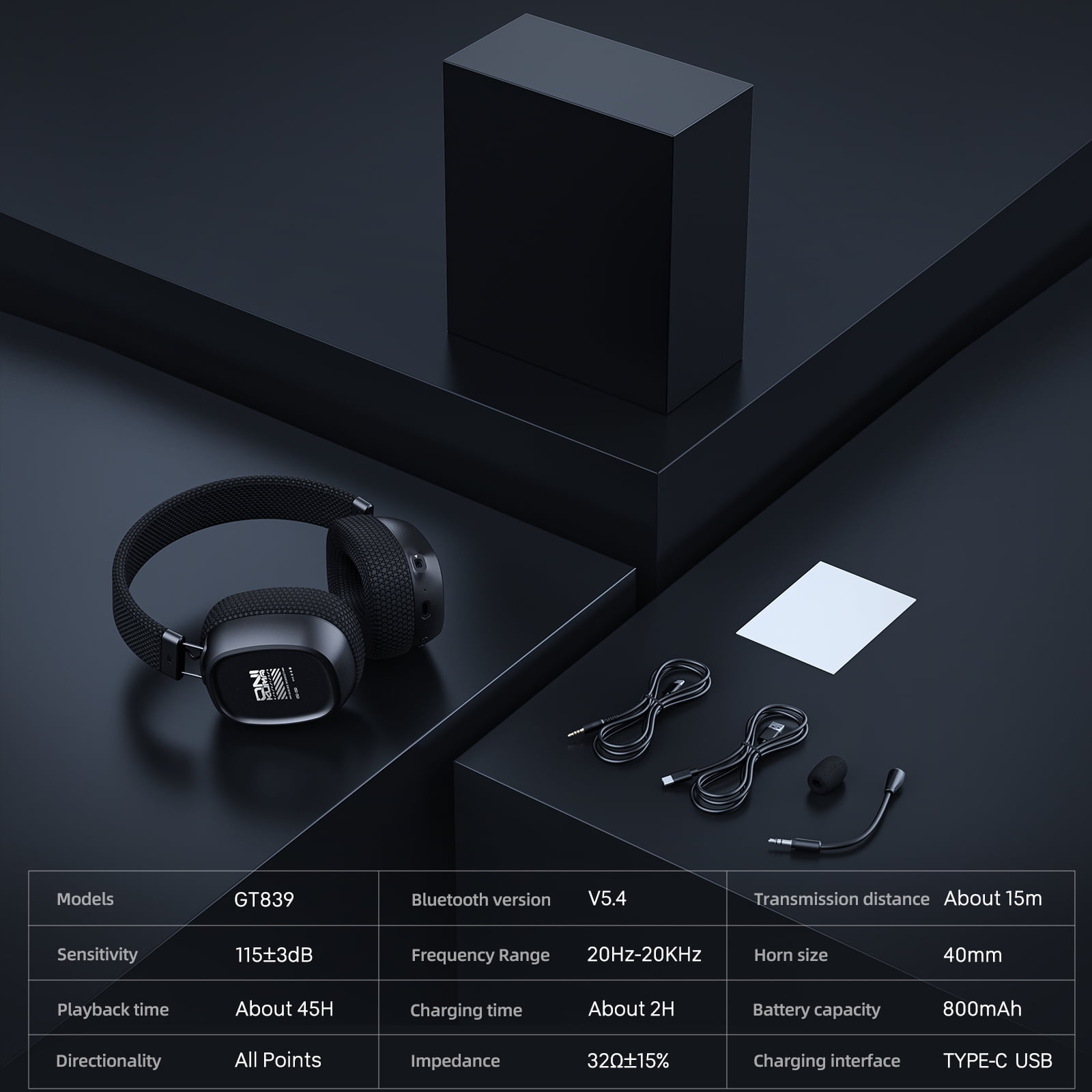 Wireless Gaming Headset for PS5/PC/PS4/Nintendo Switch,2.4G/Bluetooth Gaming Headphones with Detachable Noise Canceling Mic/176g Lightweight/Surround Sound/Long Battery Life Black