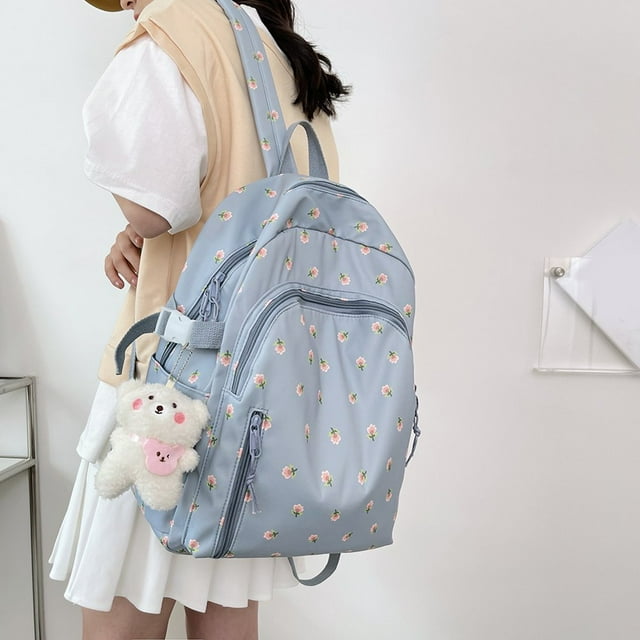 Fashion Floral Backpack Nylon Preppy Style Large Capacity Travel School Bags