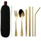 thumbnail image 1 of Combinación de vajilla portátil de acero inoxidable 1010 con revestimiento de titanio, cuchillo, tenedor, cuchara, palillos y pajita, 1 of 6