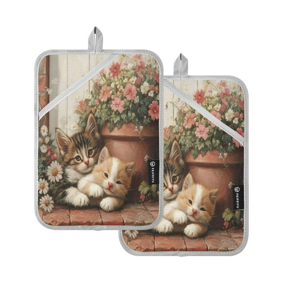 BZSMCE Pot Holder Oven Mitts Cooking Baking Flower Garden Cuddles Creative Pattern Size:7x9.8in