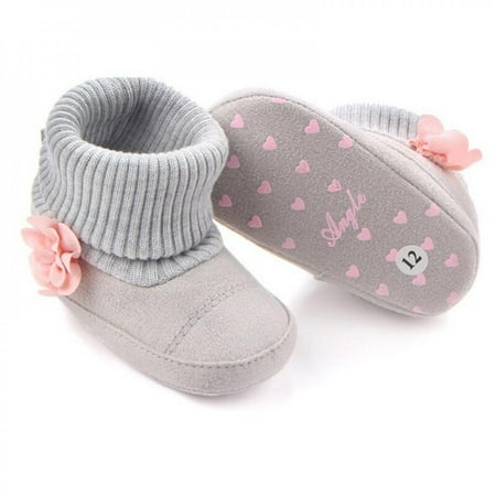 

Promotion Clearance Baby Girl Cute Autumn Winter Shoes Newborn First Walker Snow Boots Infant Toddler Super Keep Warm Flower Boots 0-12M