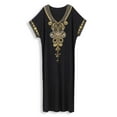 thumbnail image 4 of Black Kaftan Embroidered Dress Plus Size Short Sleeve Beachwear Nomadic Summer Outwear mumu Loungewear Comfortable Nightgown Lightweight Vacation Clothing, 4 of 10