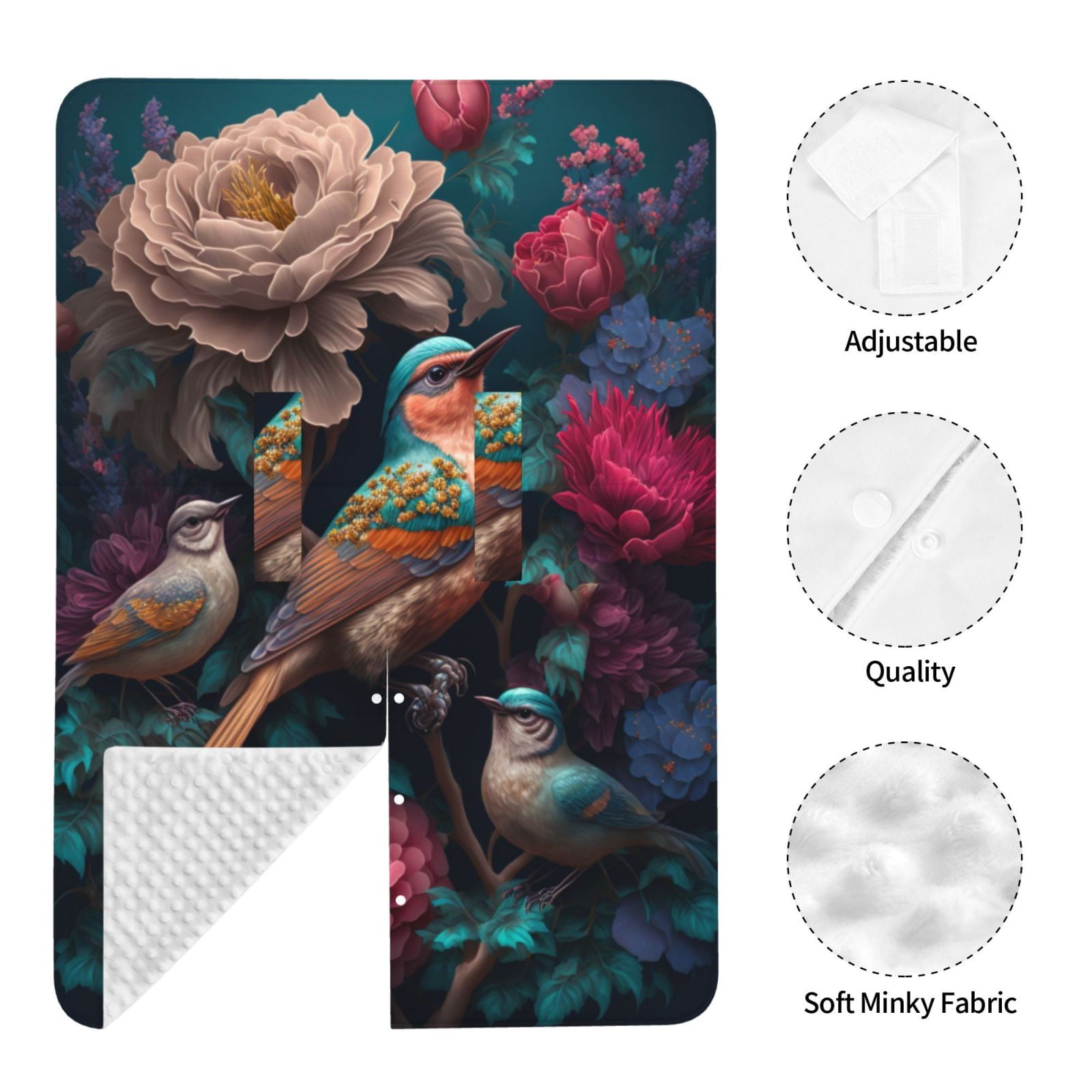 Naloa Colorful Rose Bird Baby Car Seat Cover, Breathable Baby Carrier Cover, Multiuse Baby Carrier Cover & Nursing Breastfeeding Cover