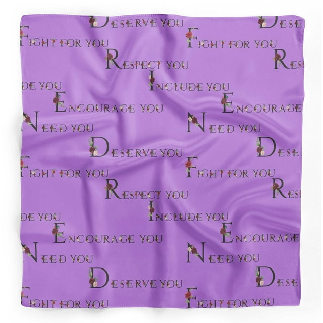 Bimba Purple Quotes Text Printed Pure Silk Scarf For Hair Neck Head Bandanas For Women 40 x 80 Inches