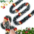 thumbnail image 1 of Guirlande de Sapin de Noël Vert Givre avec Nœuds Rouges et Dorés - 5 Ensembles, 200cm de Long x 9cm de Large, Ruisseaux Métalliques Enneigés, 1 of 6