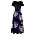 thumbnail image 5 of Empire Waist Dresses for Women 2024 Short Sleeve Crewneck Floral Maxi Long Dress Summer Fashion Casual Sun Boho Dresses, 5 of 5