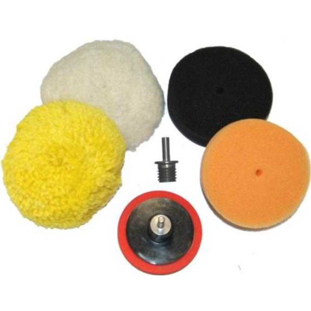 "3 Mini Buffing and Polishing Pad Kit with 4 Pads, Backing Plate, and 1