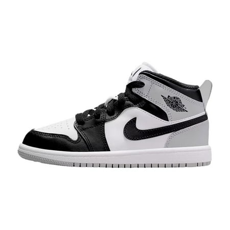 Little Kid's Jordan 1 Mid White/Black-LT Smoke Grey (DQ8424 101) - 12