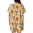 thumbnail image 6 of Daiia Autumn Maple Leaf and Deer Pattern Womens Pajama Sets Short Sleeve Pajamas for Women Sets Soft Lounge Sets Casual Round Neck Sleepwear PJS-Large, 6 of 7