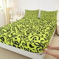 thumbnail image 3 of jejeloiu Cartoon Leopard Pattern Queen Sheet Sets,Wild Cheetah Animal Flat Sheet,Black Yellow Queen Fitted Sheet For Girl Kids,Luxury Bedroom Decor,4 Pieces, 3 of 7