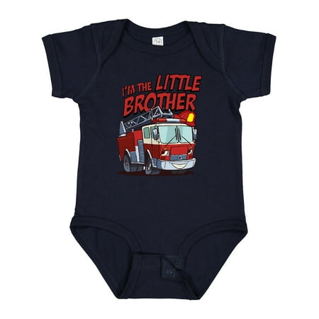 

Inktastic Little Brother Fire Truck Boys Baby Bodysuit