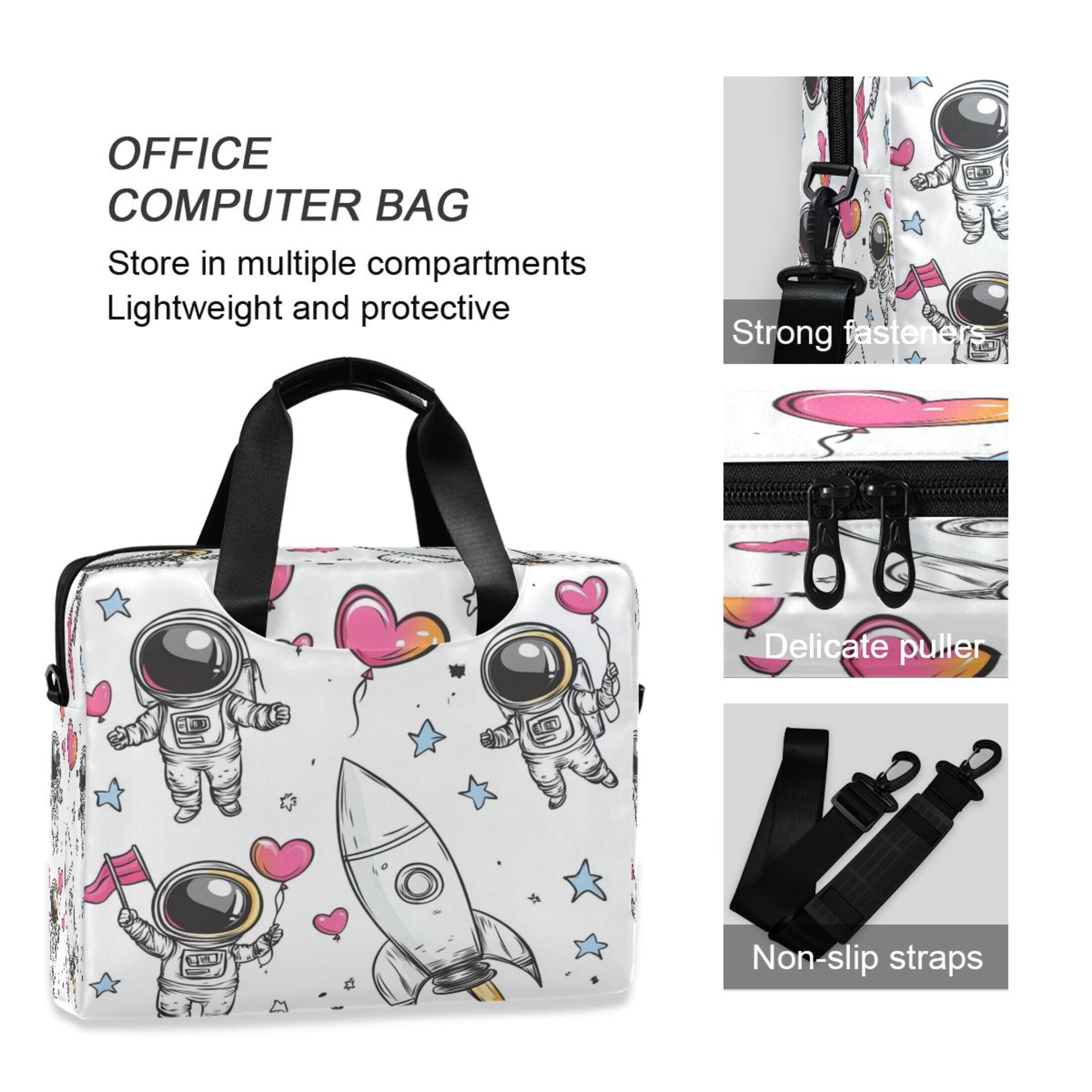 16" Laptop Tote Bag Laptop Sleeve Case Computer Briefcase for Work & Travel Cute Astronaut Clipart