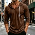thumbnail image 2 of Vxararl3/4 Sleeve Hoodies for Men Trendy Hooded Graphic Sweatshirts Fall Winter Fleece Hoodies Big and Tall Loose Sweaters Coffee 3XL, 2 of 6