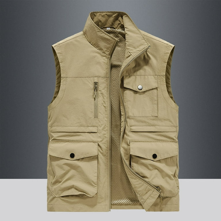 IYTR Men's Multi Pocket Utility Waistcoat Outdoor Sleeveless