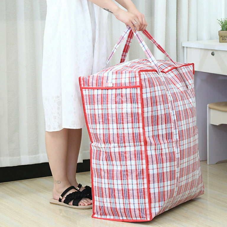 Dream Lifestyle Large Capacity Storage Bags, Large Plastic Checkered  Storage Laundry Bag with Zipper & Handles for Shopping Moving Travel