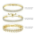 thumbnail image 3 of 3 Pcs Tennis Bracelet Set 14K Gold Plated Marquise Cubic Zirconia CZ Diamond Dainty Adjustable Silver Bracelets for Women Brides Stackable Fashion Jewelry, 3 of 7