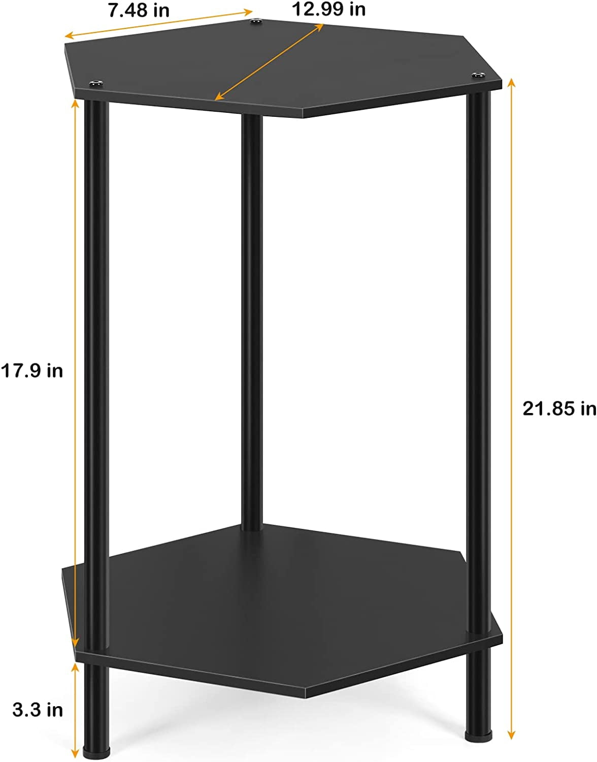 Oumilen Set of 2 Tier Metal Black Nightstand 7.48"
