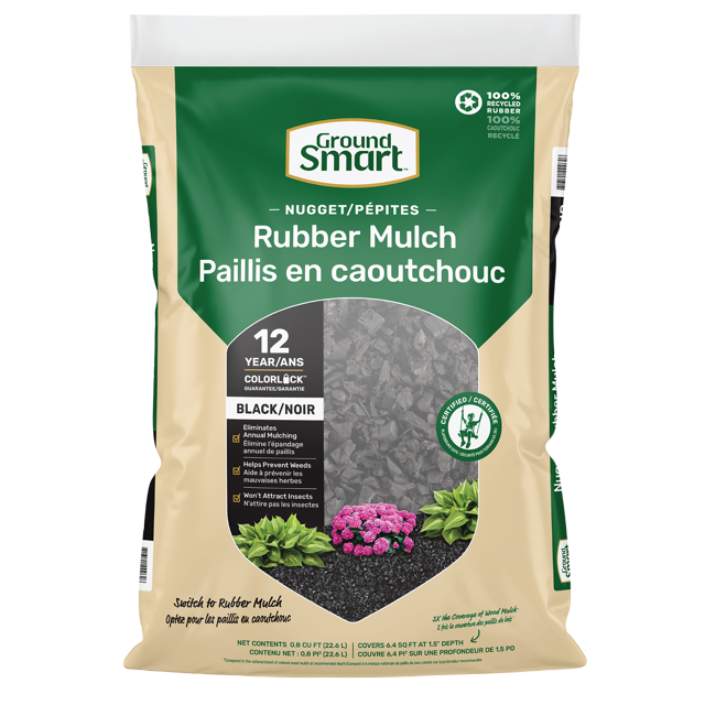 GroundSmart Black Rubber Mulch 0.8 Cu. ft. Bag